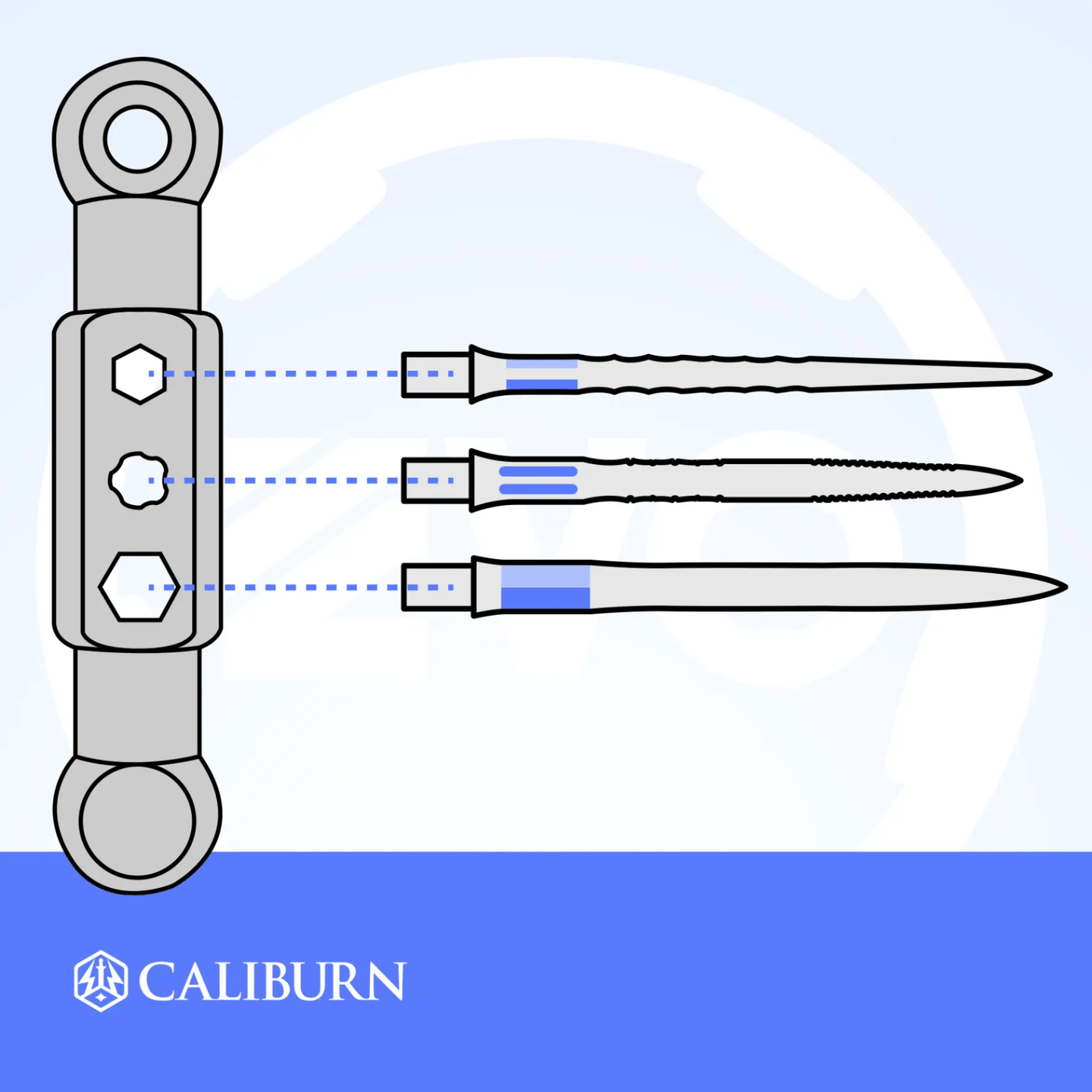Caliburn EVO Point Driver Tool Detail Größen