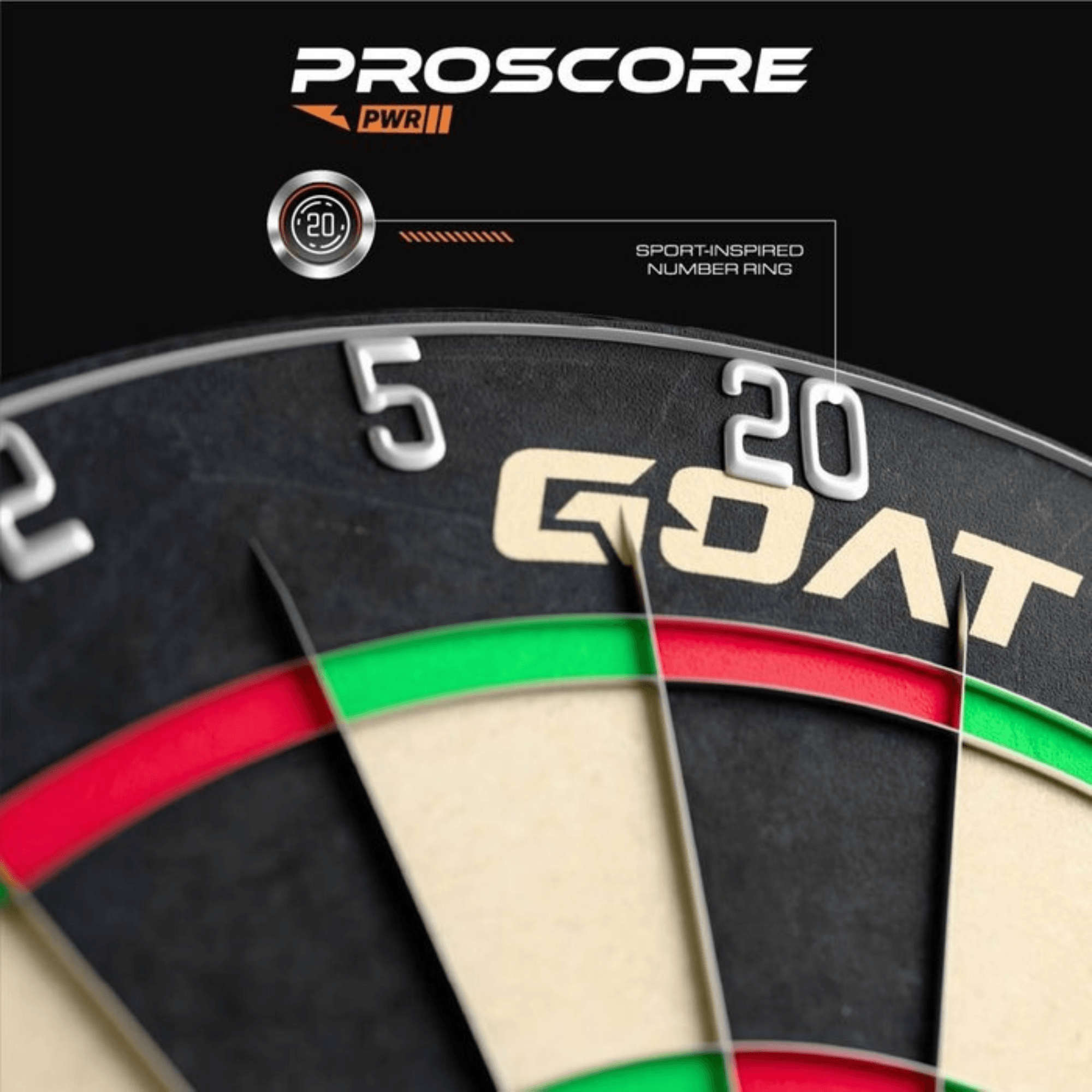 GOAT Proscore PWR Dartboard Details Zahlenring