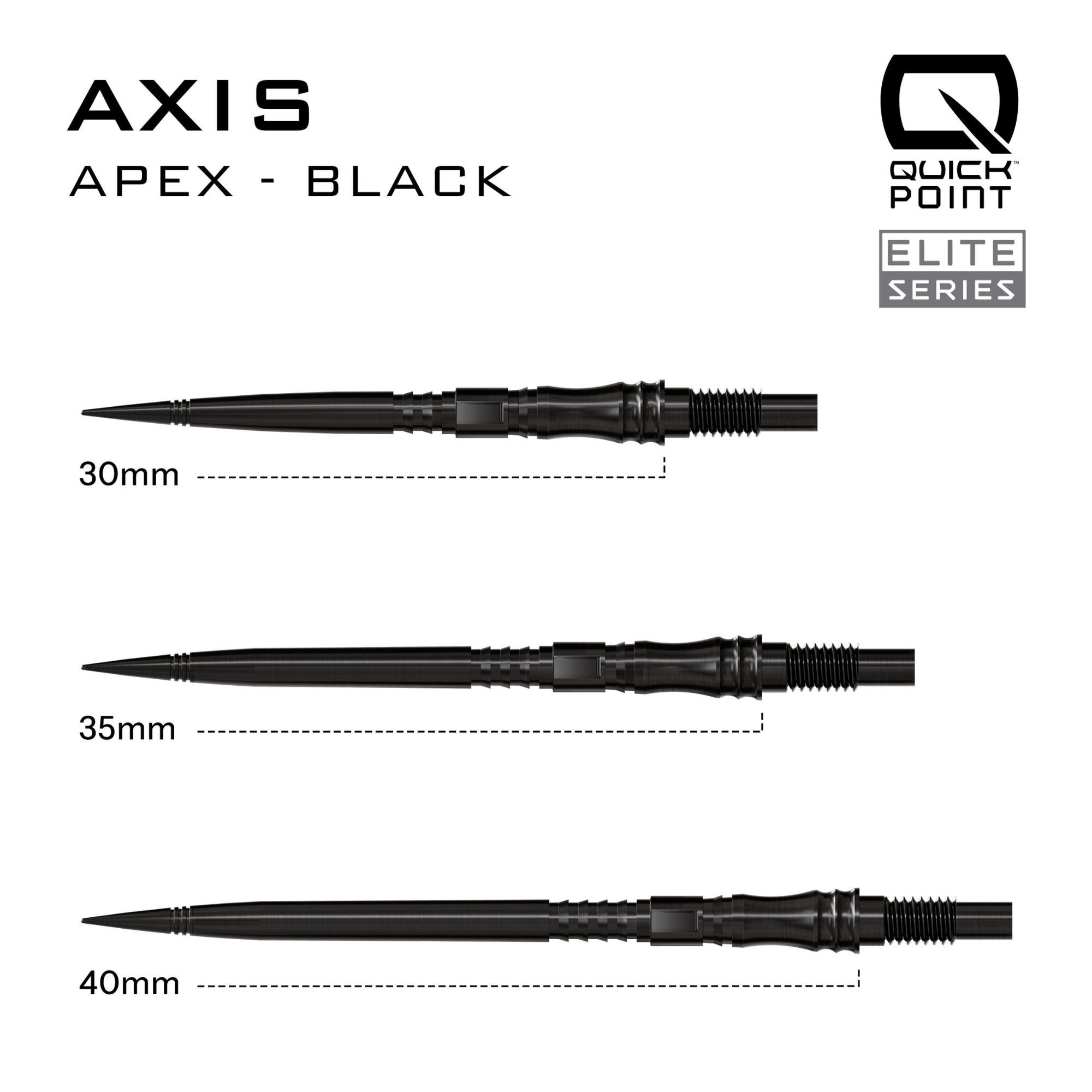 Harrows Apex Axis Elite Series Quick Point Spitzen Black Maße