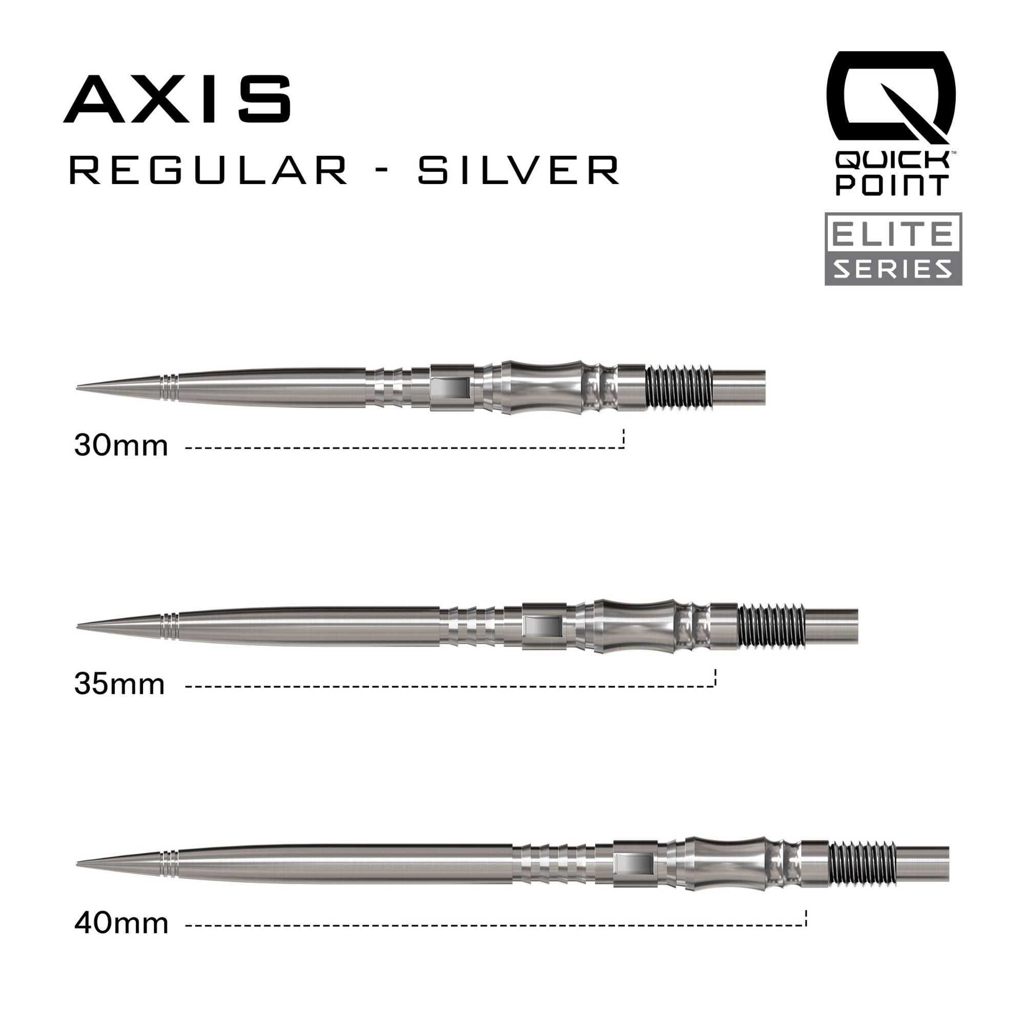 Harrows Axis Elite Series Quick Point Spitzen Silver Maße
