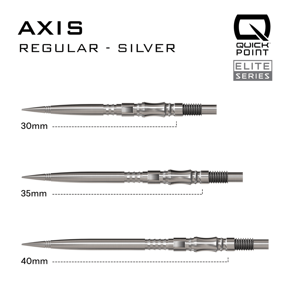 Harrows Axis Elite Series Quick Point Spitzen Silver Maße