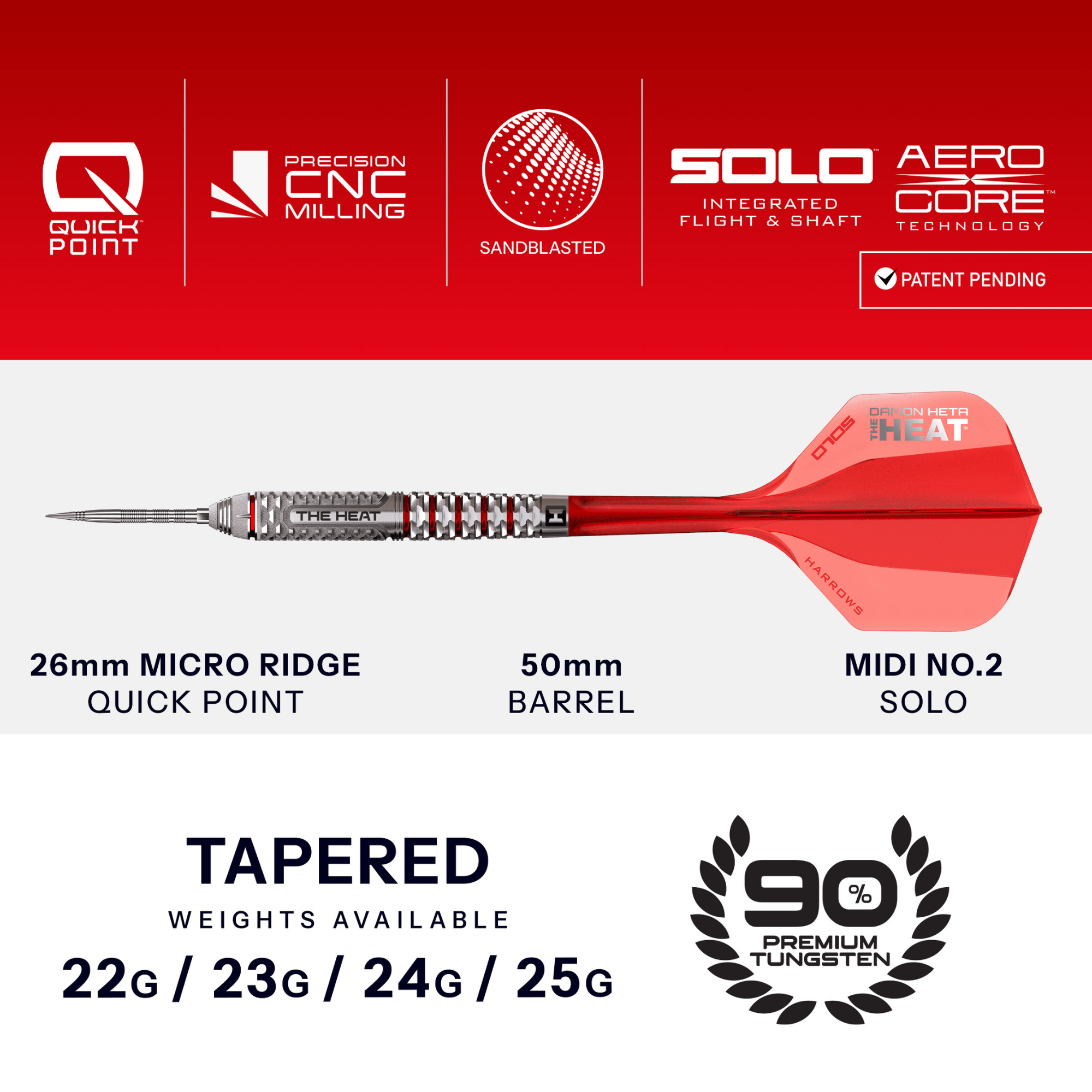 Harrows Damo Heta Geo Quick Point Steeldarts Maße