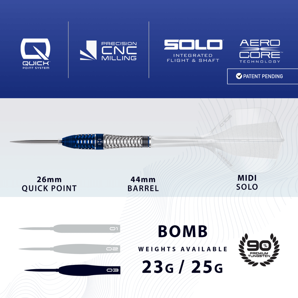 Harrows Geo Bomb QP Steeldarts Abmessungen