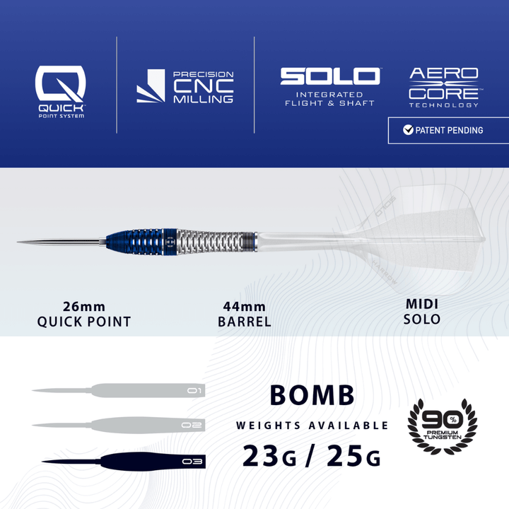 Harrows Geo Bomb QP Steeldarts Abmessungen