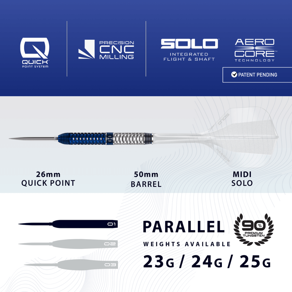Harrows Geo Parallel QP Steeldarts Abmessungen