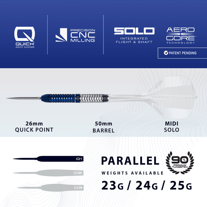 Harrows Geo Parallel QP Steeldarts Abmessungen