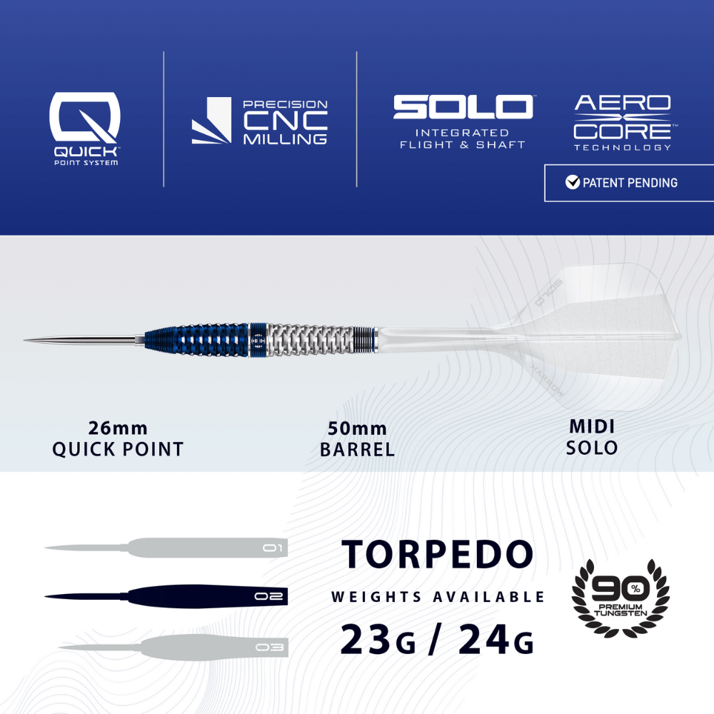 Harrows Geo Torpedo QP Steeldarts Abmesungen