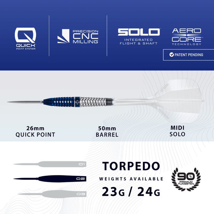 Harrows Geo Torpedo QP Steeldarts Abmesungen