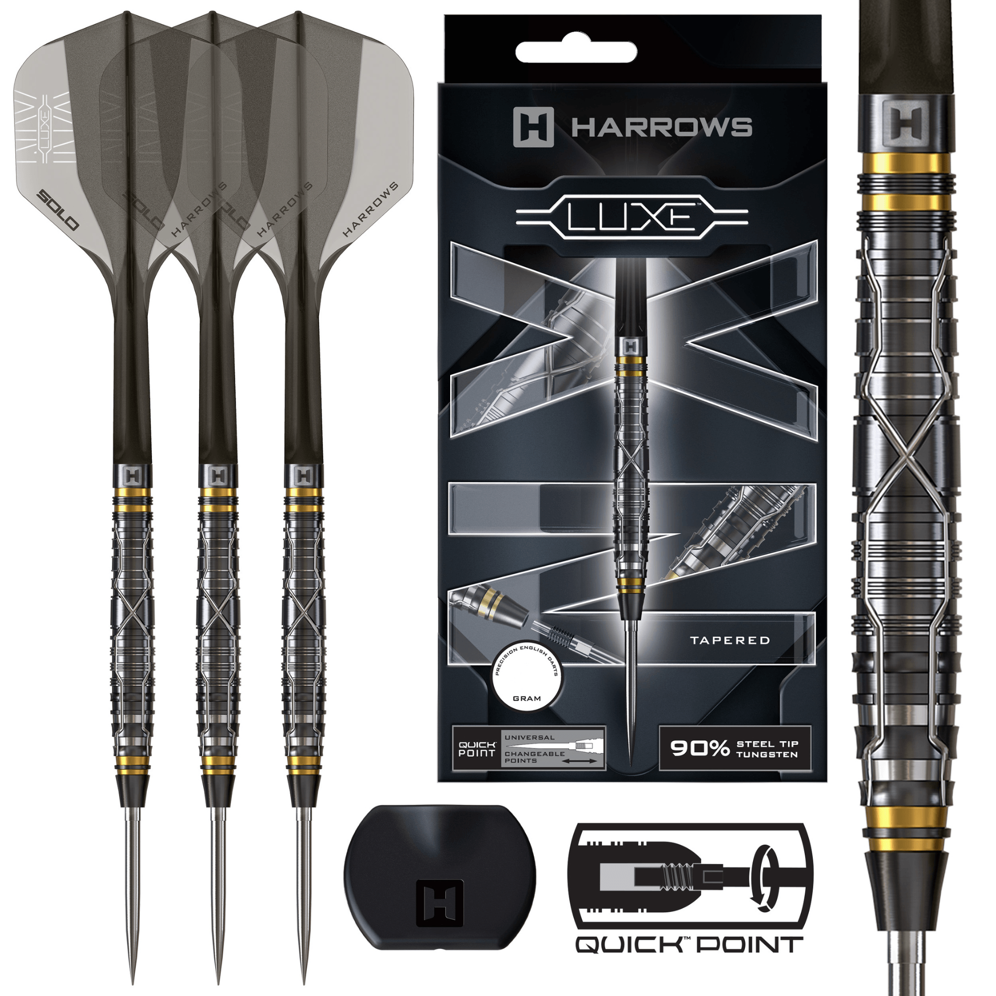 Harrows NX Luxe Tapered Quick Point Steeldarts Verpackung