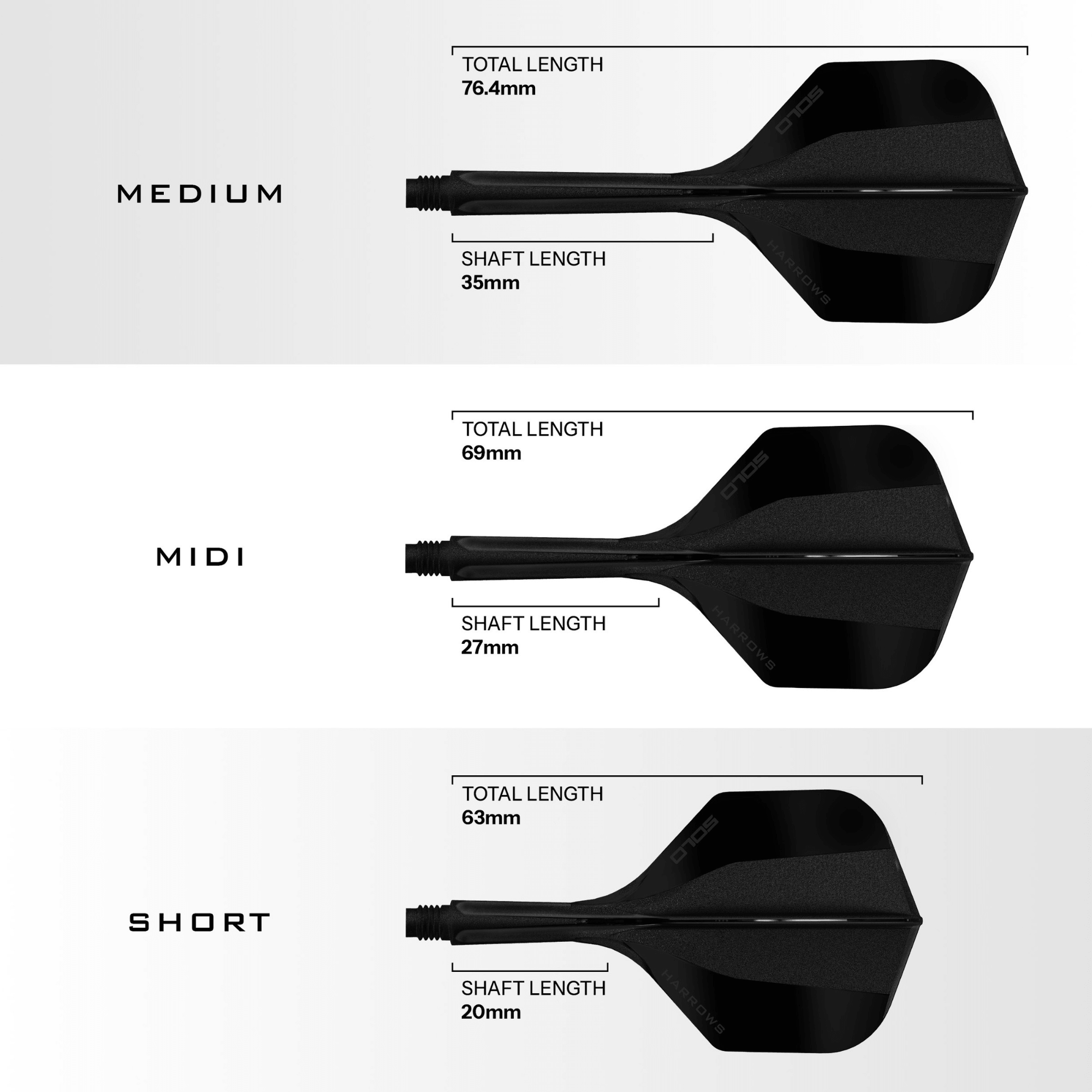 Harrows Solo Integrated Flight System Black - NO2 Maße