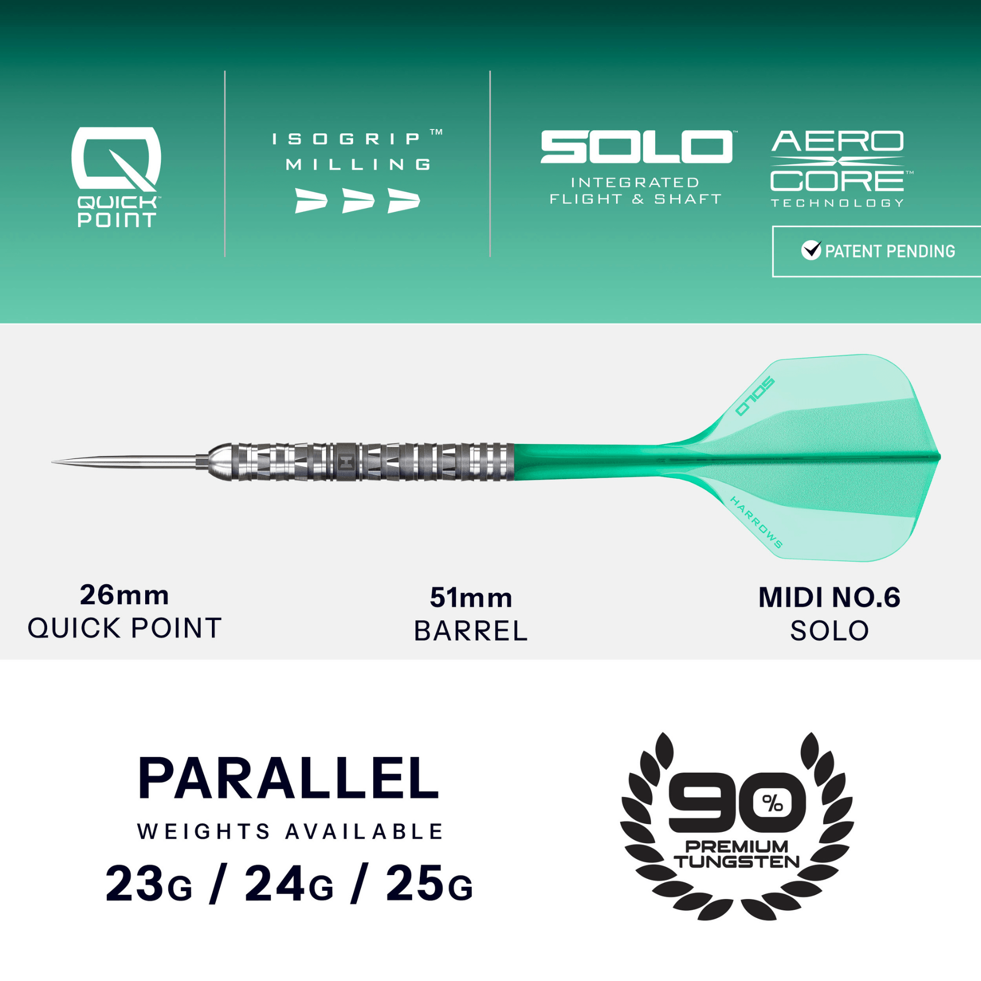Harrows Torrent Parralel Quick Point Steeldarts Maße
