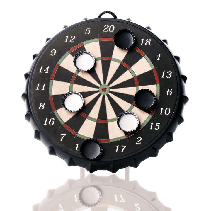 Karella Mini Dartboard Bottle Cap Magnet with bottle caps
