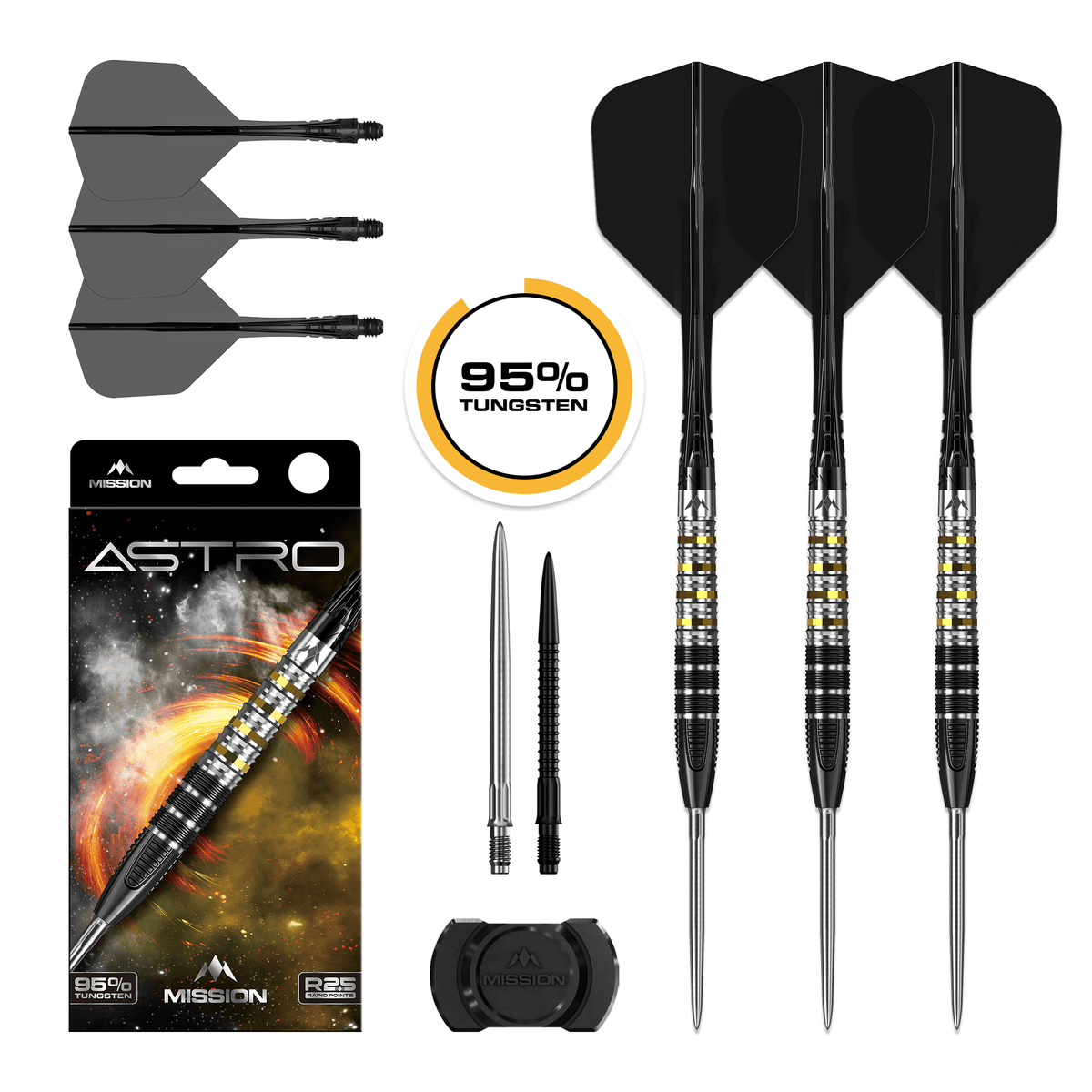 Mission Astro Rapid Point Steeldarts Packungsinhalt