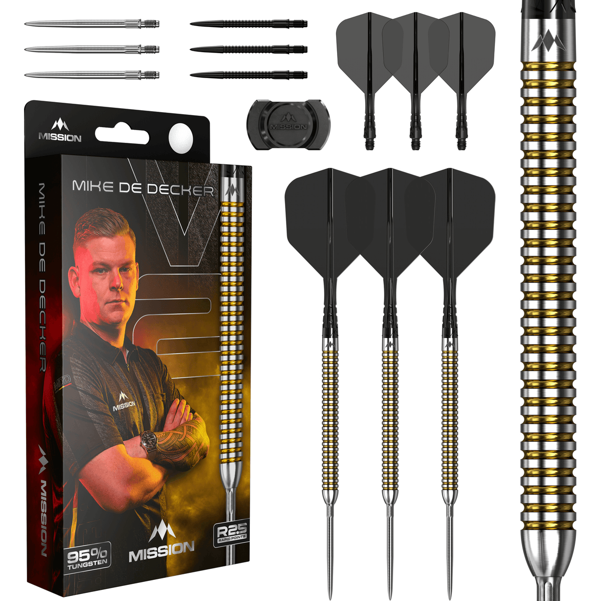 Mission Mike De Decker V2 Rapid Point Steeldarts Packungsinhalt