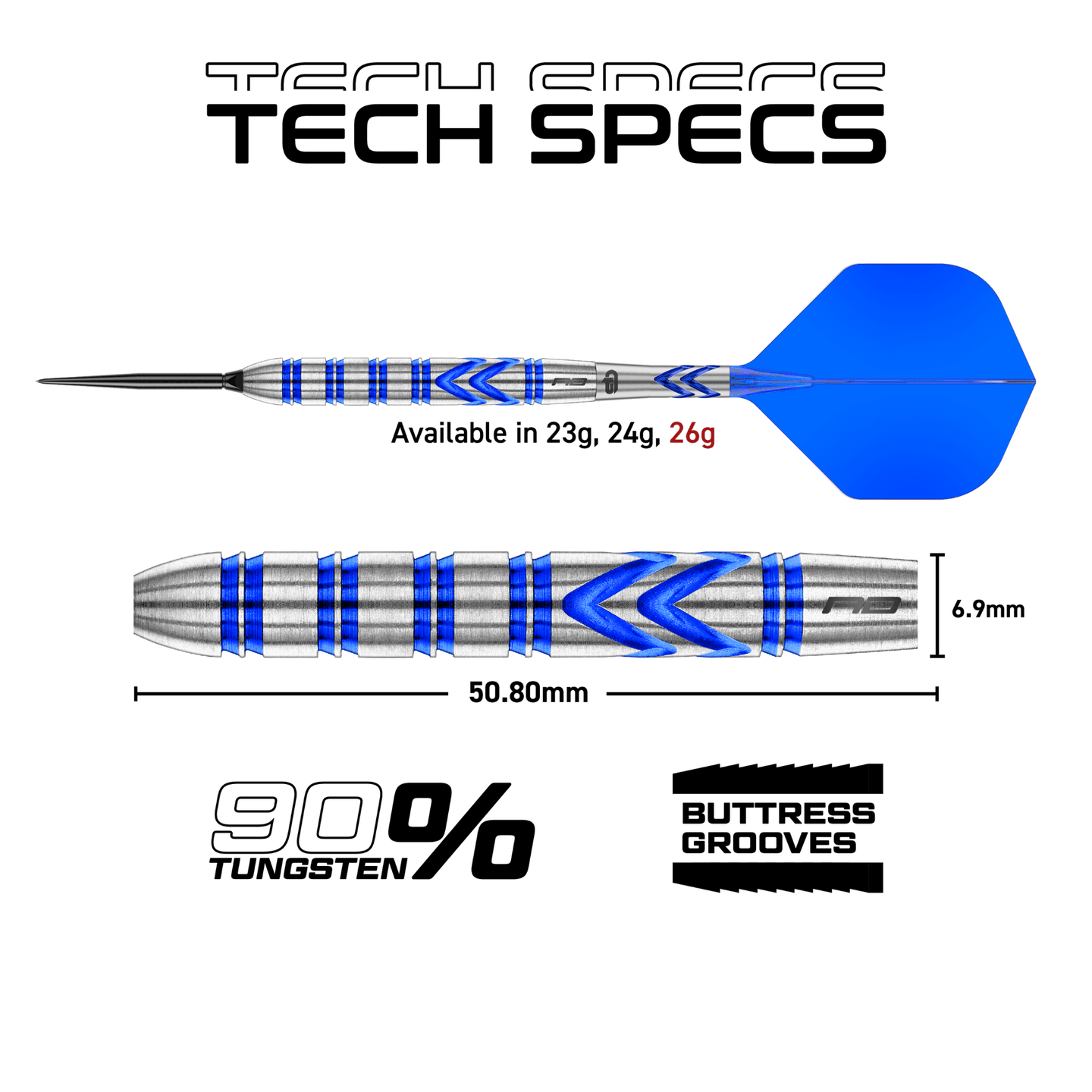 Red Dragon Gerwyn Price Blue Original Switch Point Steeldarts Maße 26g