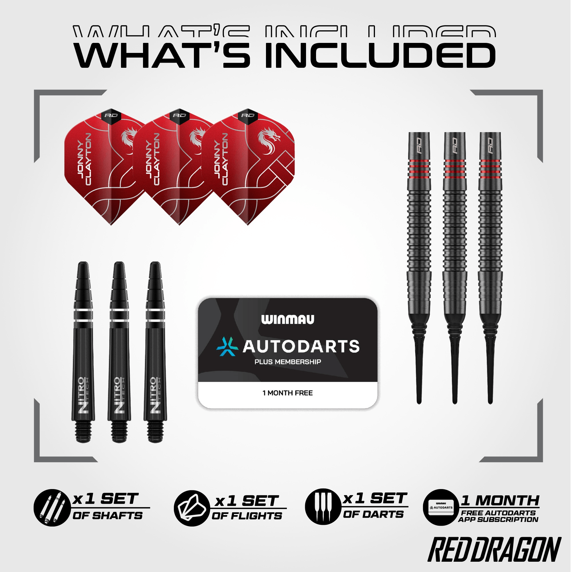 Red Dragon Jonny Clayton ADV Softdarts Packungsinahlt