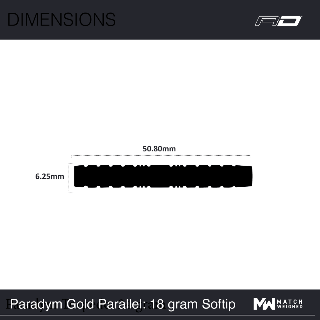Red Dragon Paradym Gold Parallel Softdarts Maße