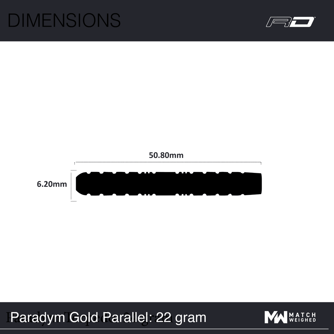 Red Dragon Paradym Gold Parallel Steeldarts Maße 22g