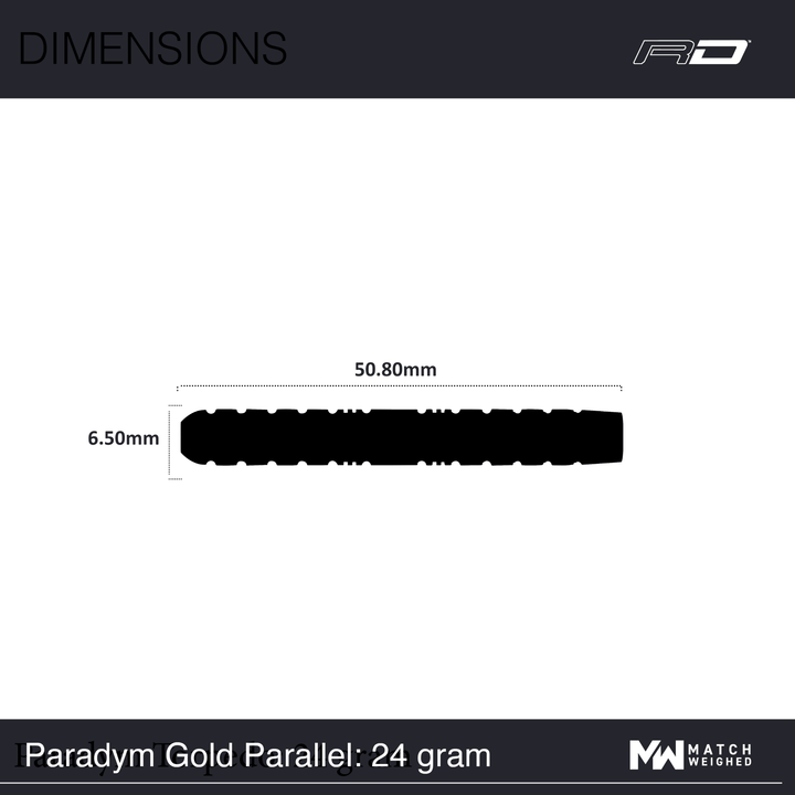 Red Dragon Paradym Gold Parallel Steeldarts Maße 24g