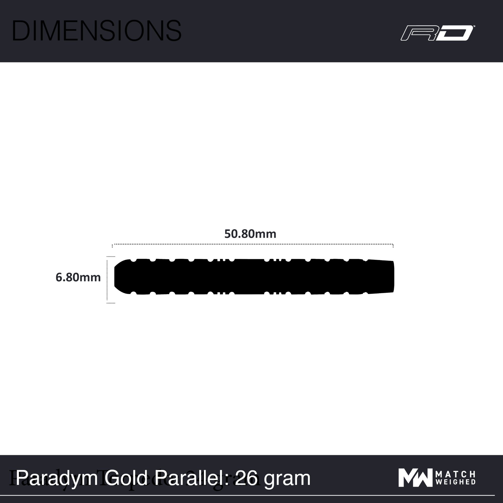 Red Dragon Paradym Gold Parallel Steeldarts Maße 26g