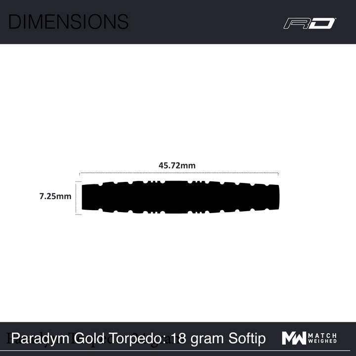 Red Dragon Paradym Gold Torpedo Softdarts Maße