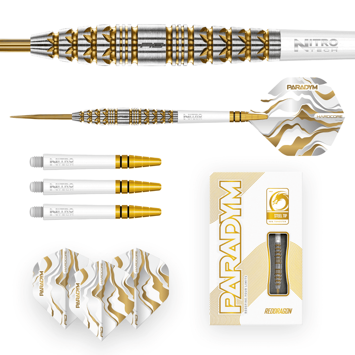 Red Dragon Paradym Gold Torpedo Steeldarts Packungsinhalt