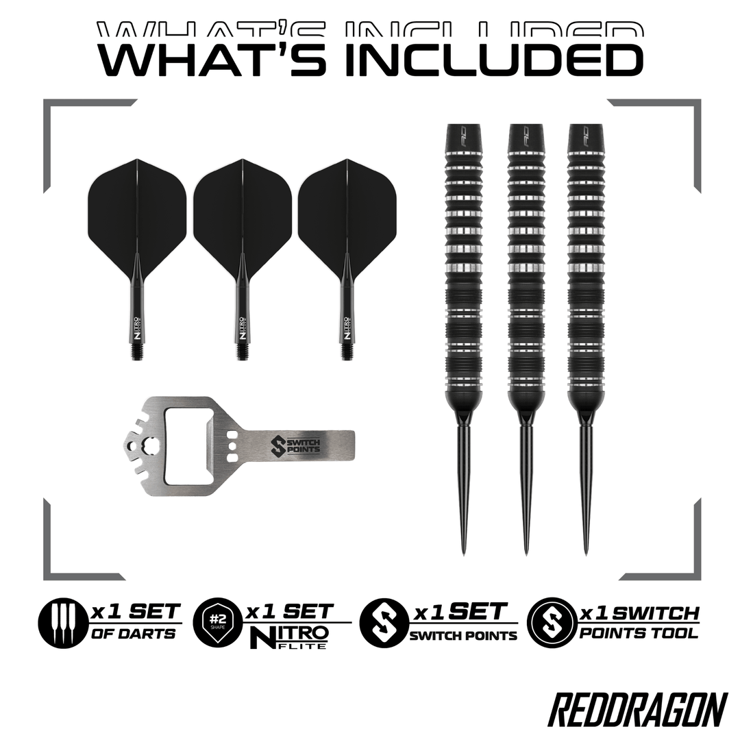 Red Dragon Sable Parallel Switch Point Steeldarts Packungsinhalt