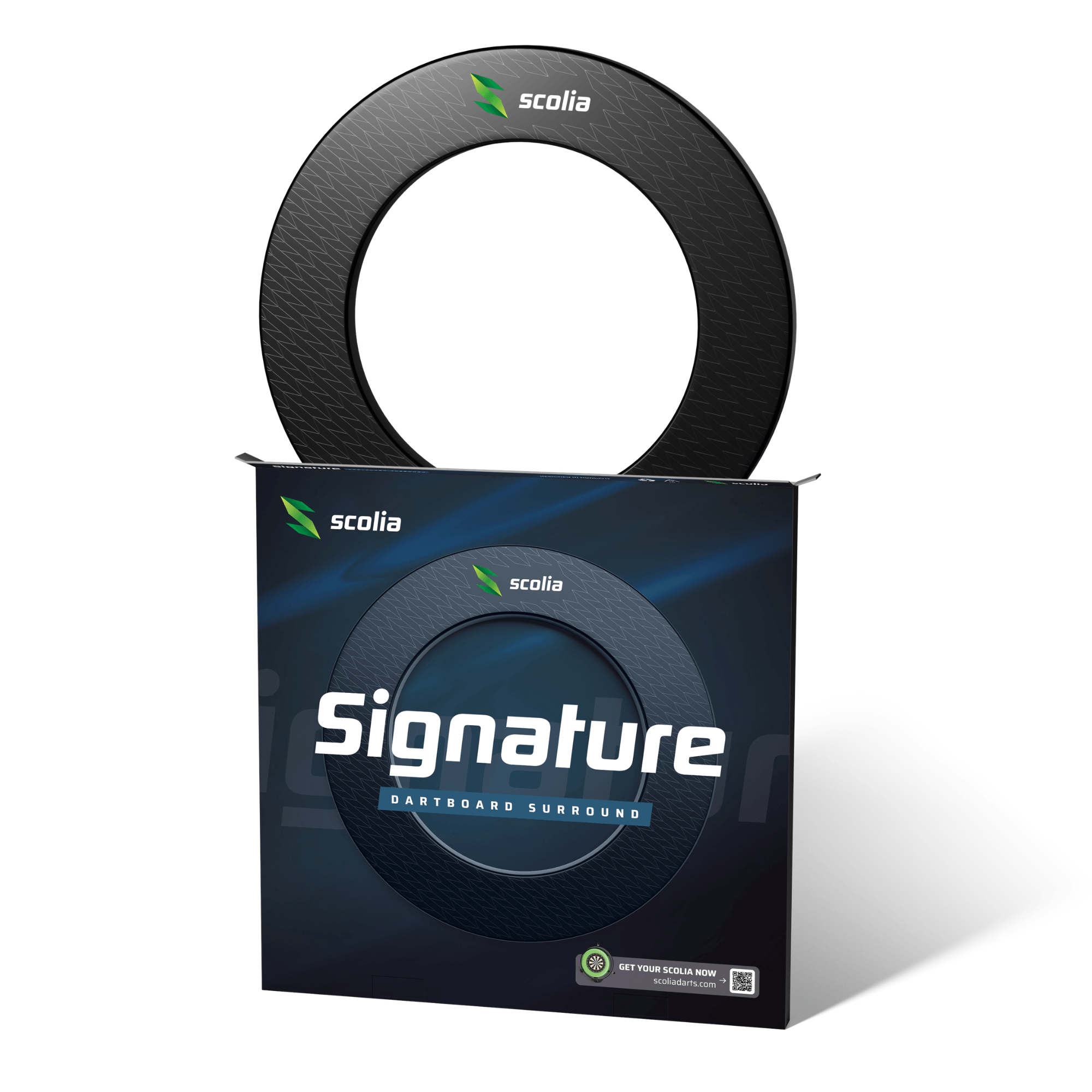 Scolia Signature Black Dartboard Surround und Verpackung
