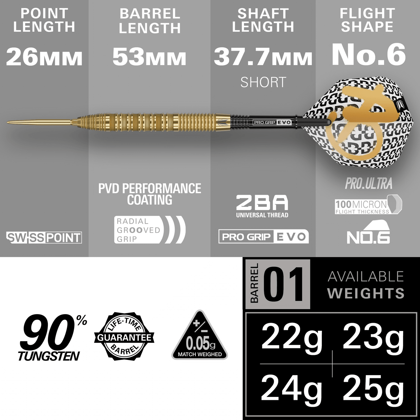 Target Bolide Envy 01 Swiss Point Steeldarts Maße