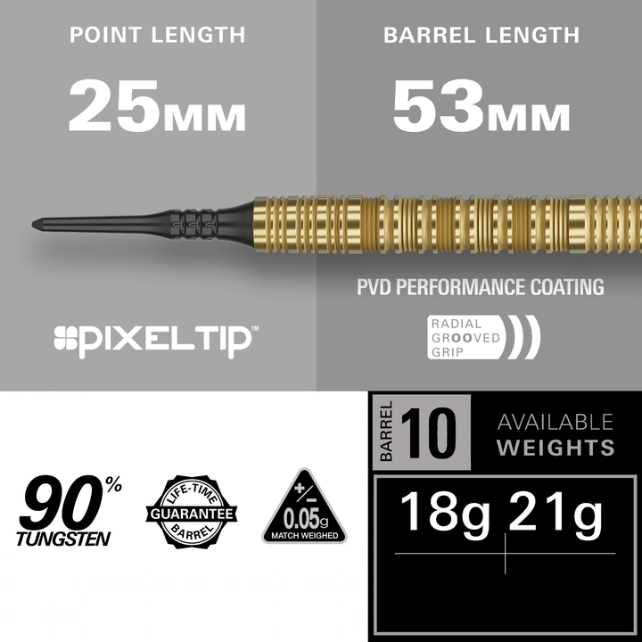 Target Bolide Envy 10 Softdarts Maße Spitze und Barrel