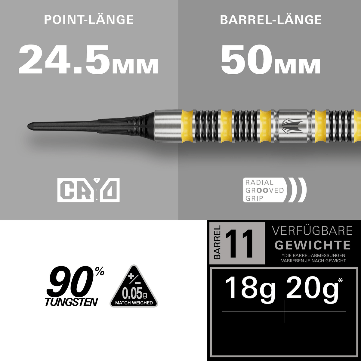 Target Buzz 11 Softdarts Maße 18g
