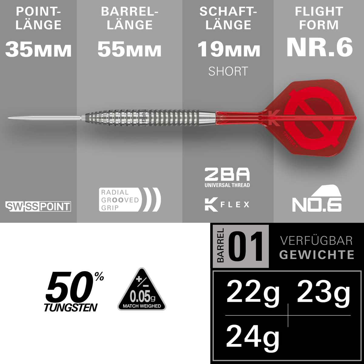 Target Group O 02 Swiss Point Steeldarts Maße