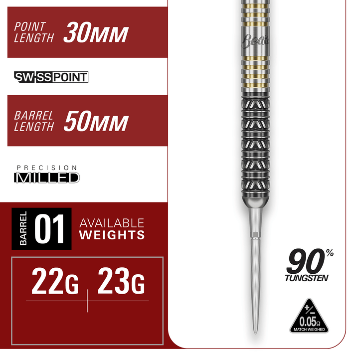 Target Japan Beau Greaves Japan Edition Steeldarts Maße Barrel und Point