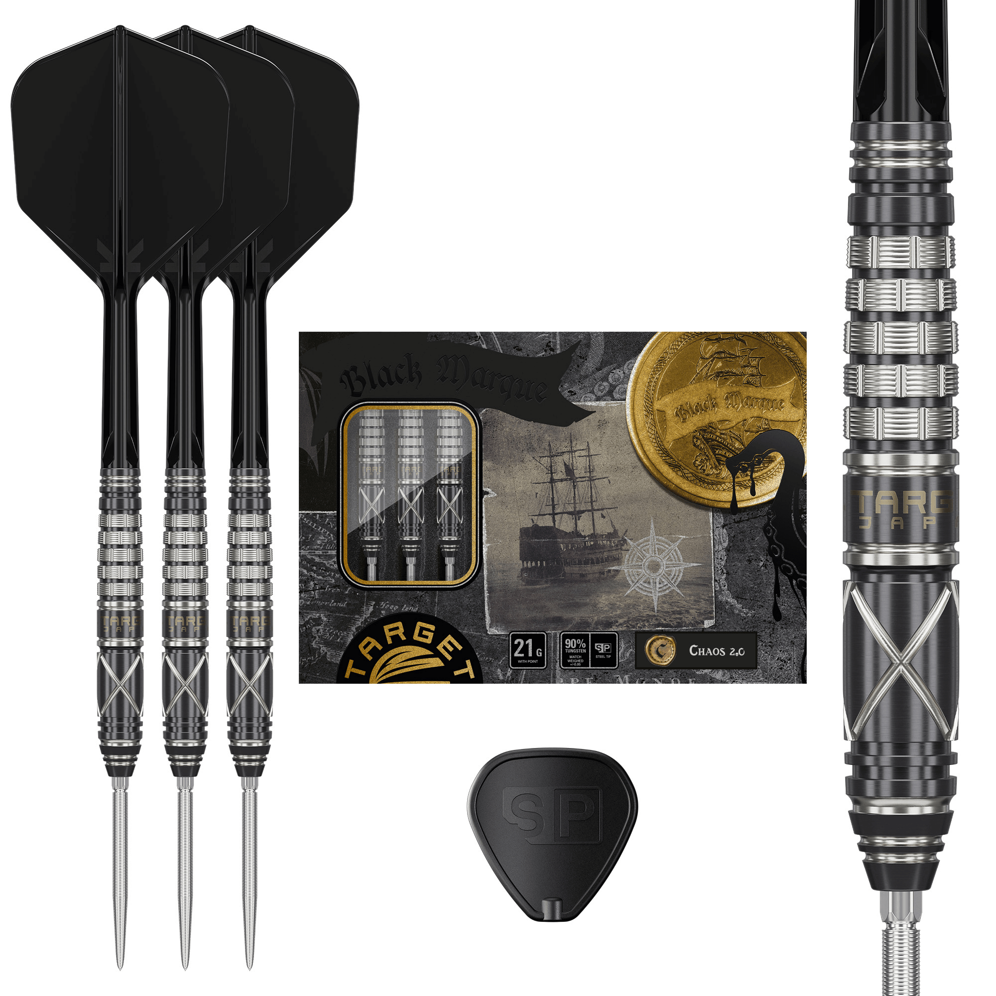 Target Japan Black Marque Chaos 2.0 Swiss Point Steeldarts Verpackung