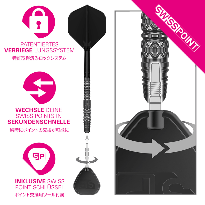 Target Japan Black Marque Creed Swiss Point Steeldarts Details Swiss Point