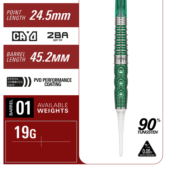 Target Japan Motomu Sakai Prime Series Xeno Gen 1 Softdarts Maße Barrel