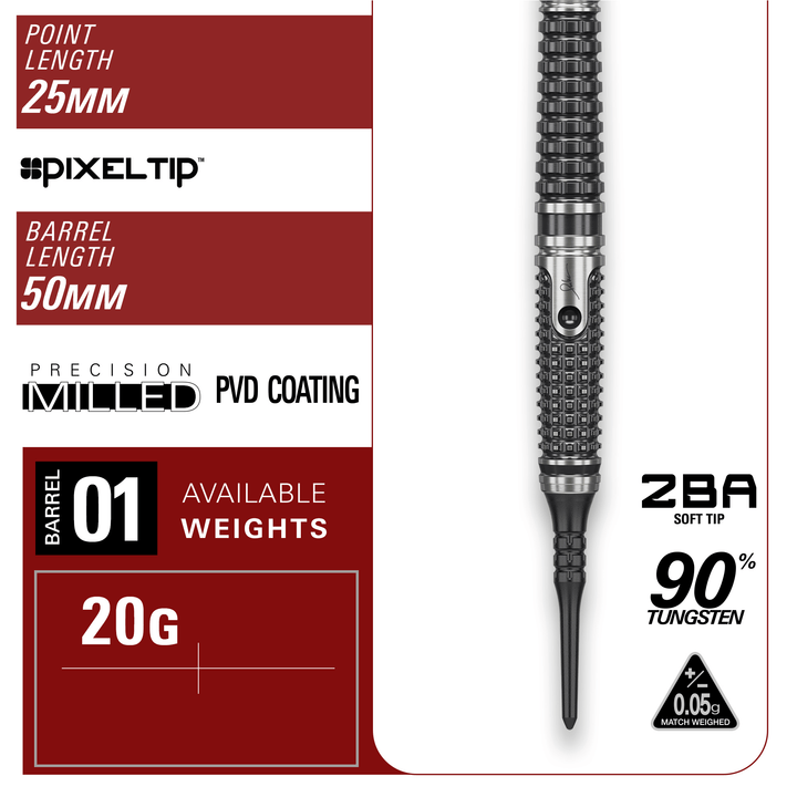 Target Japan Paul Lim The Legend Gen 9 Softdarts Abmessungen Barrel und Point