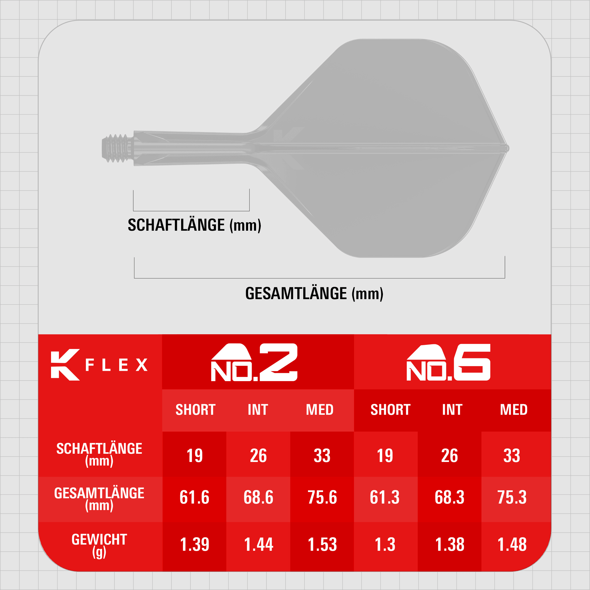 Target K-Flex Flight NO2 - Rot Maße