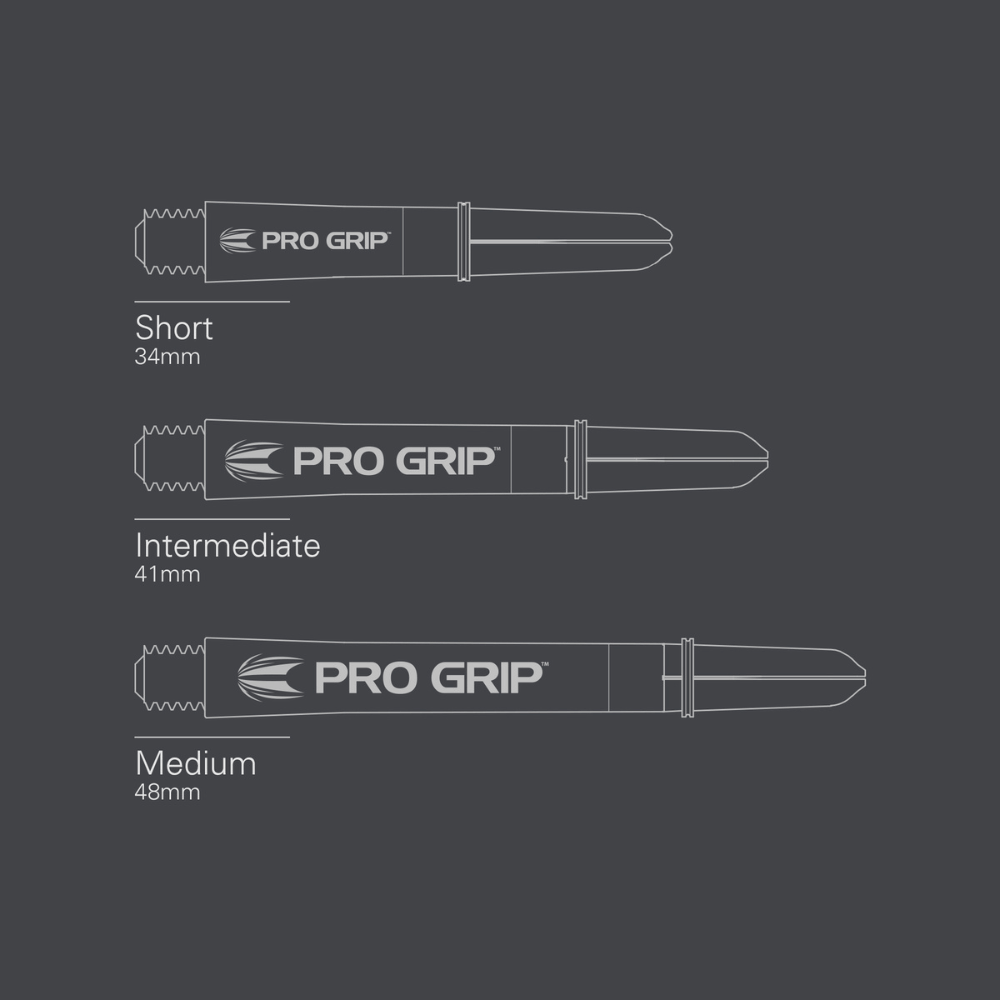 Target Pro Grip Spin Shafts - Schwarz (9 Stück) Maße