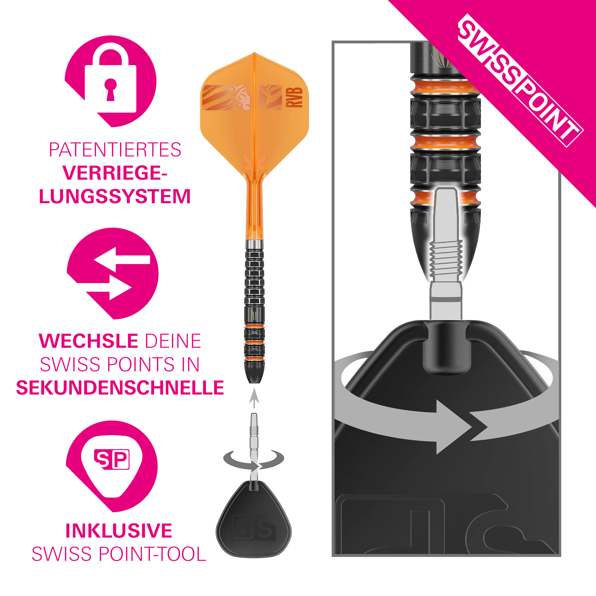 Target Raymond van Barneveld 95K Swiss Point Steeldarts Details Swiss point
