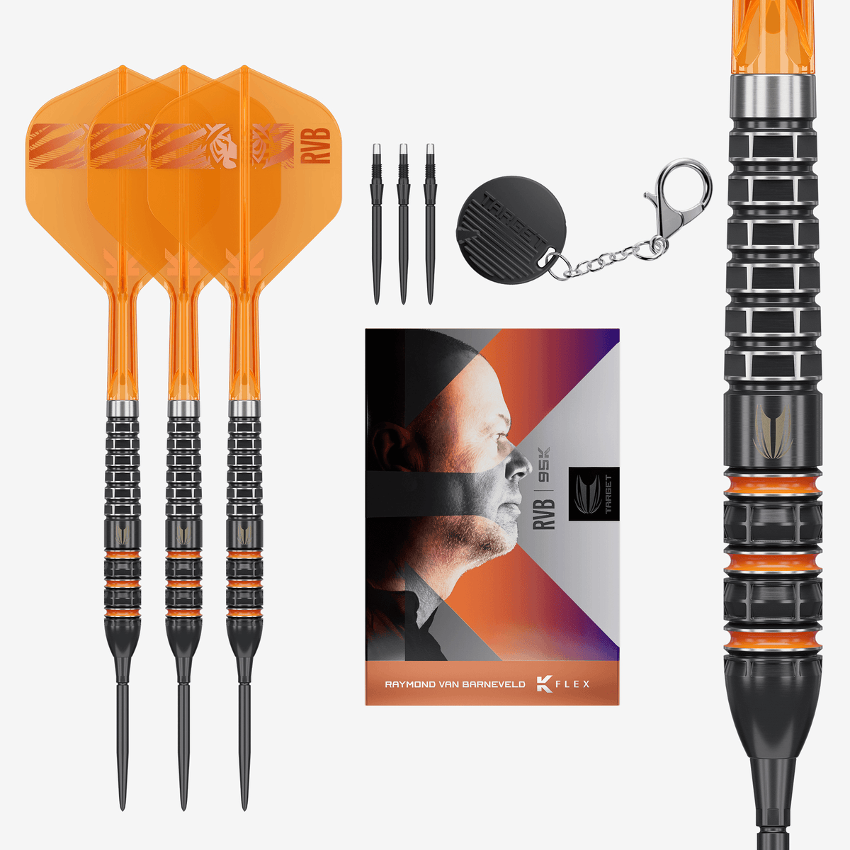 Target Raymond van Barneveld 95K Swiss Point Steeldarts Packungsinhalt