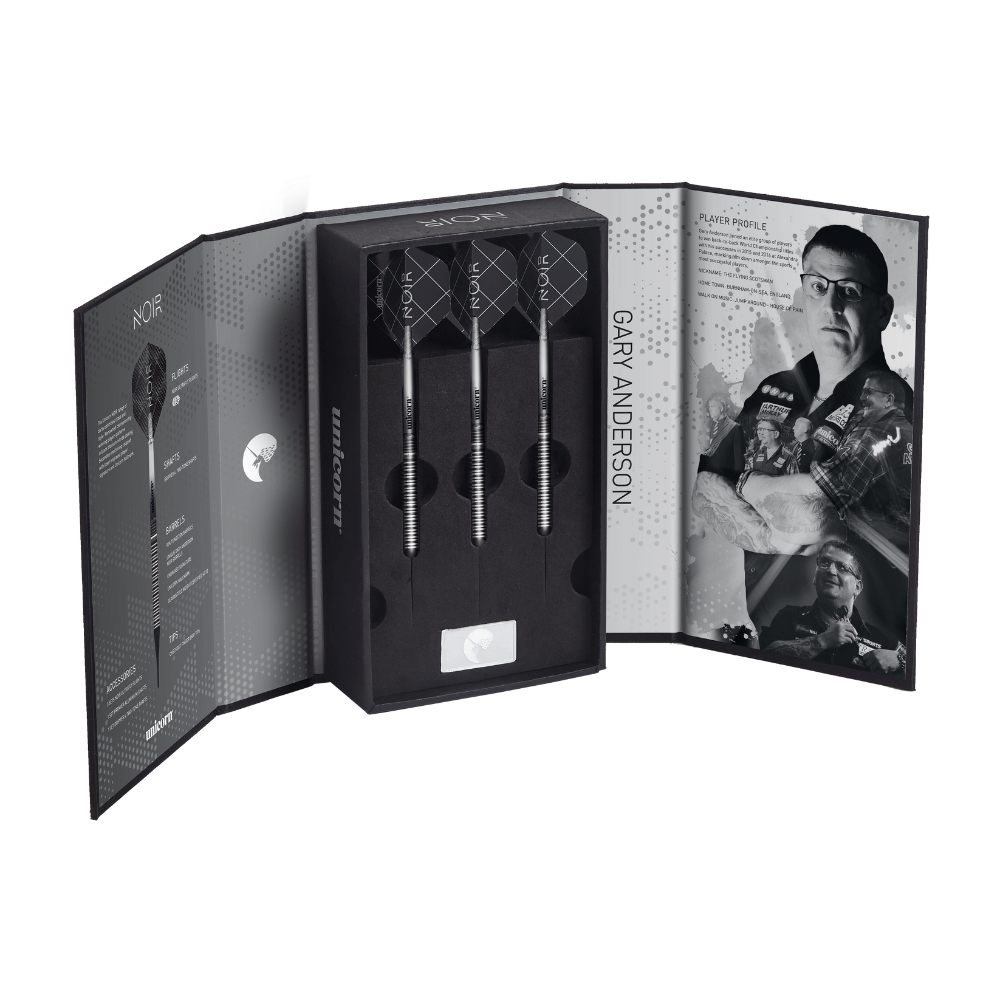 Unicorn World Champion Gary Anderson Phase 3 Noir D.E. Softdarts Packung offen
