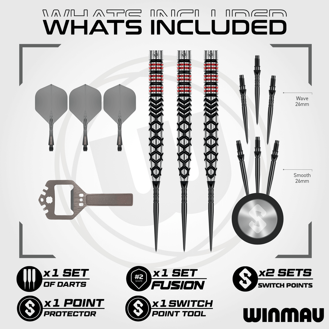 Winmau Fornax Tapered Switch Point Steeldarts Packungsinhalt