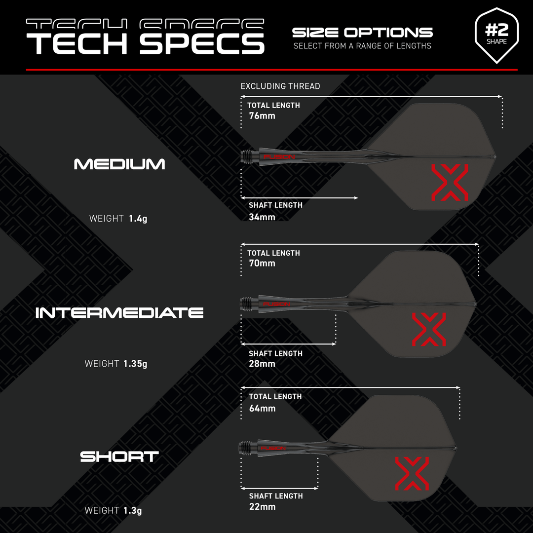 Winmau Fusion Blade X Integrated Flight System Black Dimensions