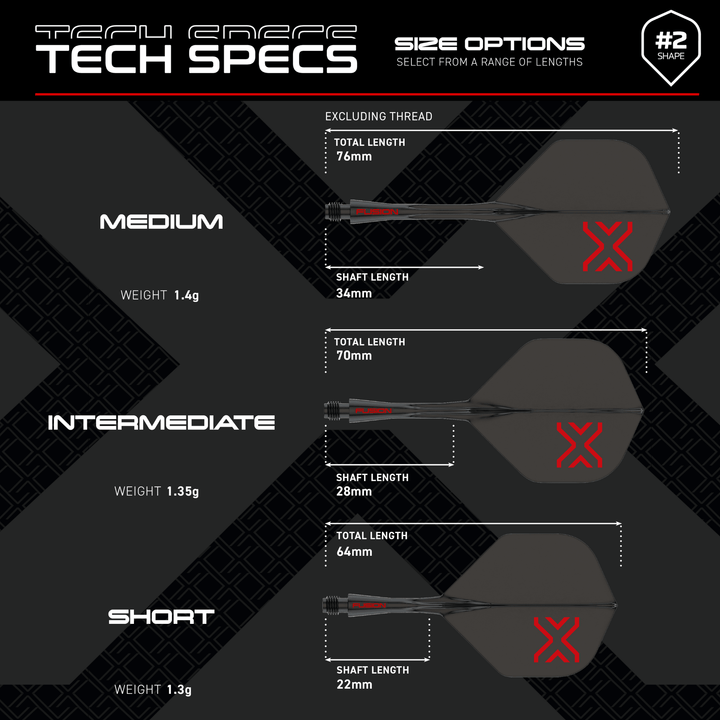 Winmau Fusion Blade X Integrated Flight System Black Dimensions