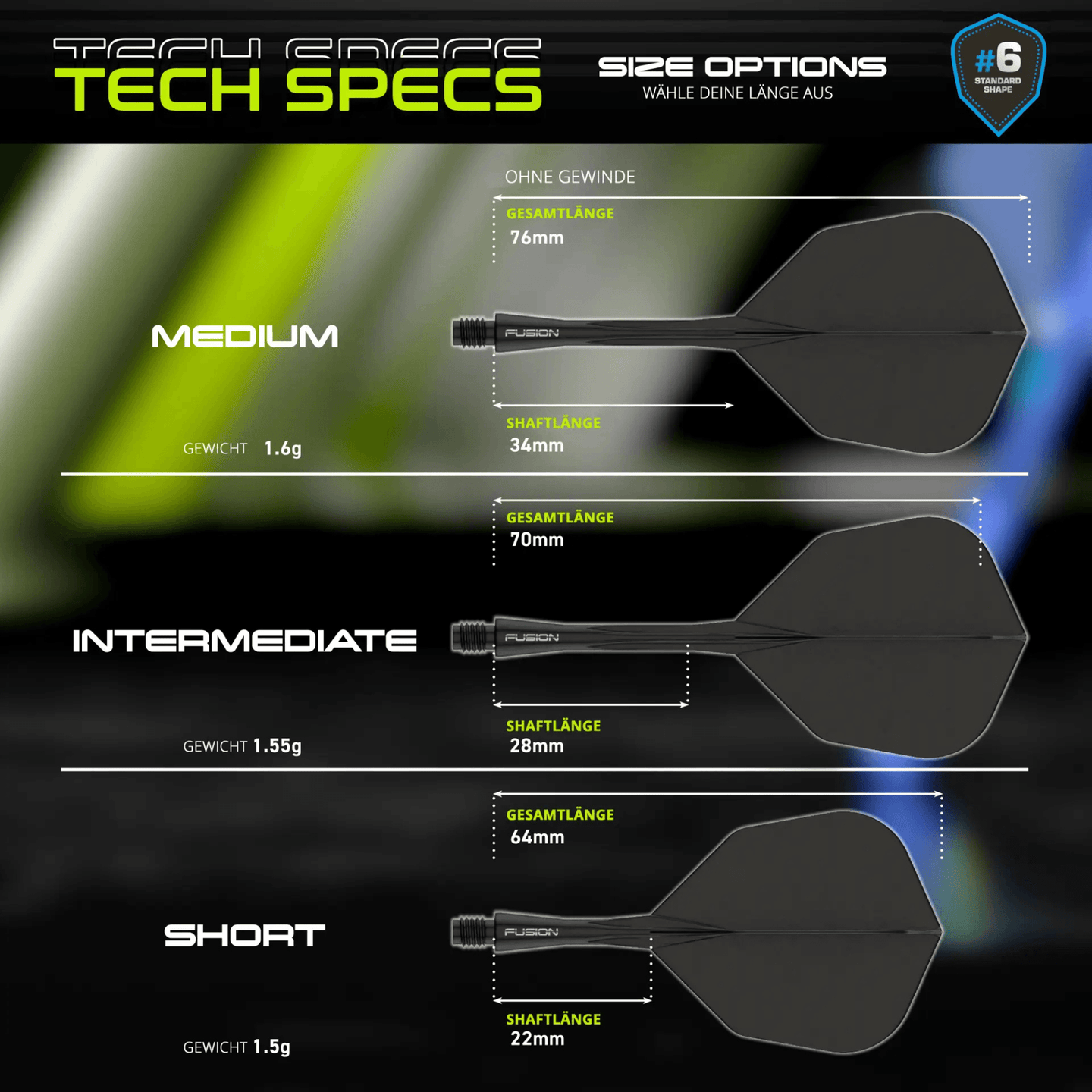 Winmau Fusion Integrated Flight System Small Black Größen