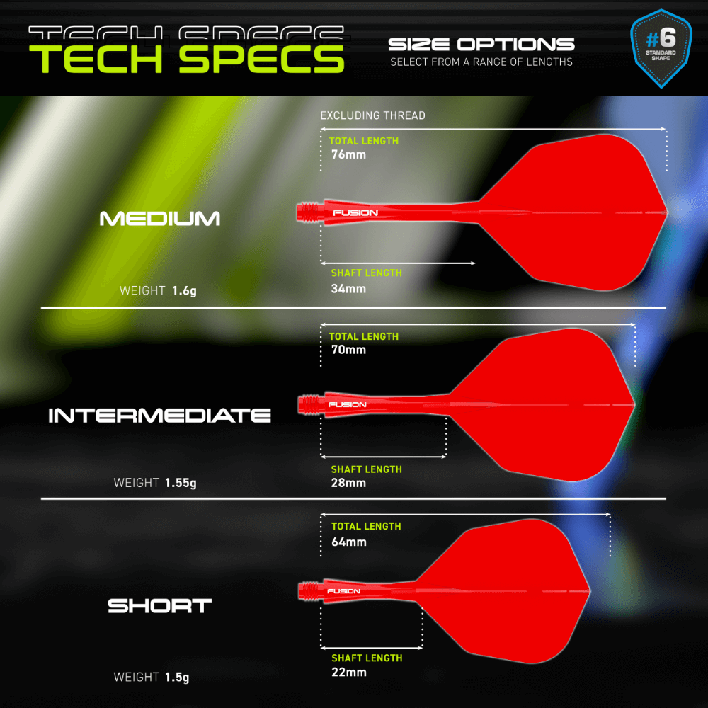 Winmau Fusion #6 Flight System Red Abmessungen