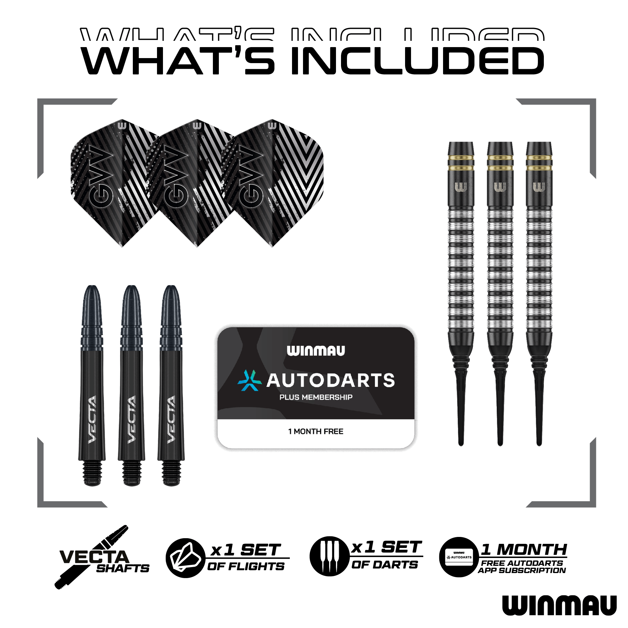 Winmau GVV TS Softdarts Packungsinhalt
