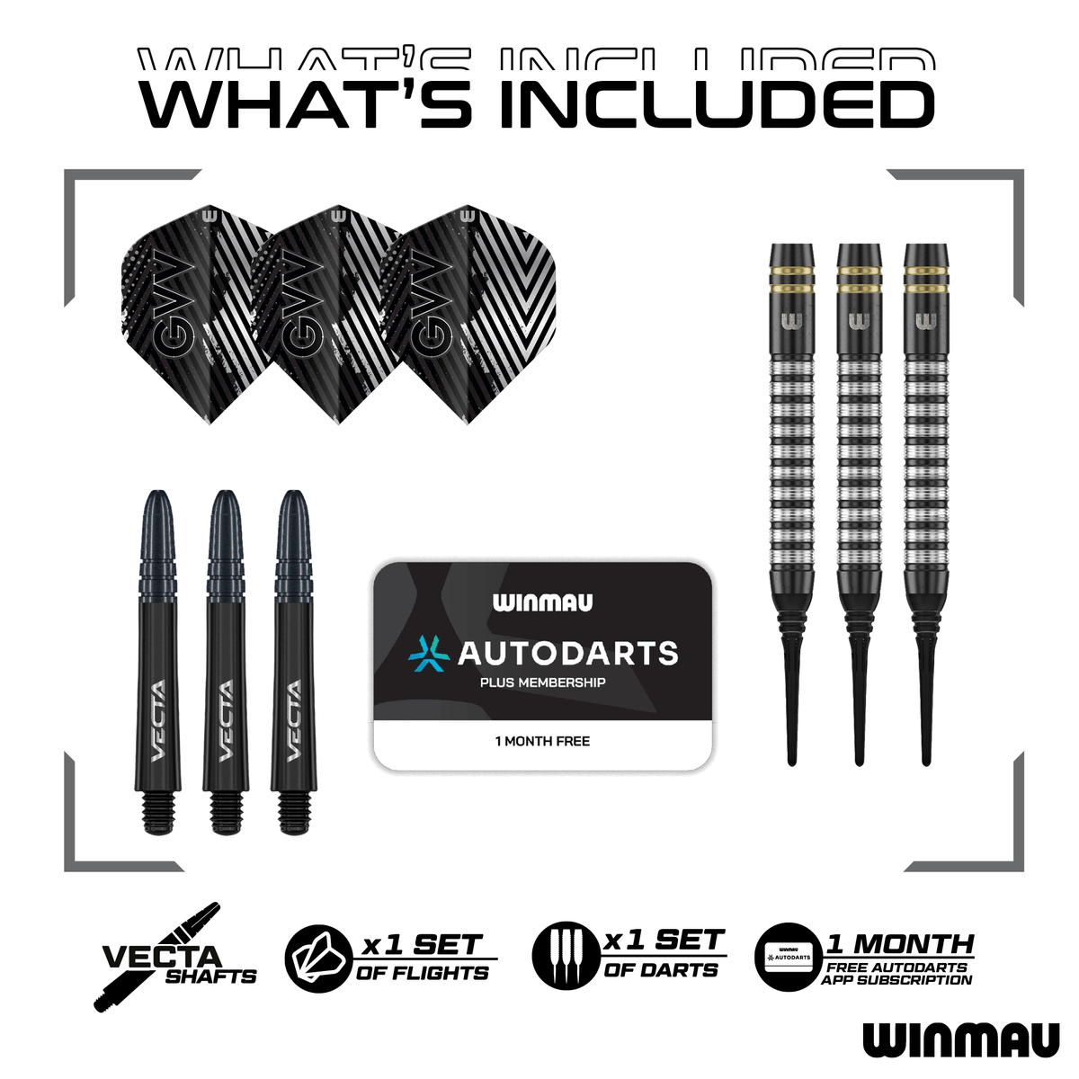 Winmau GVV TS Softdarts Packungsinhalt