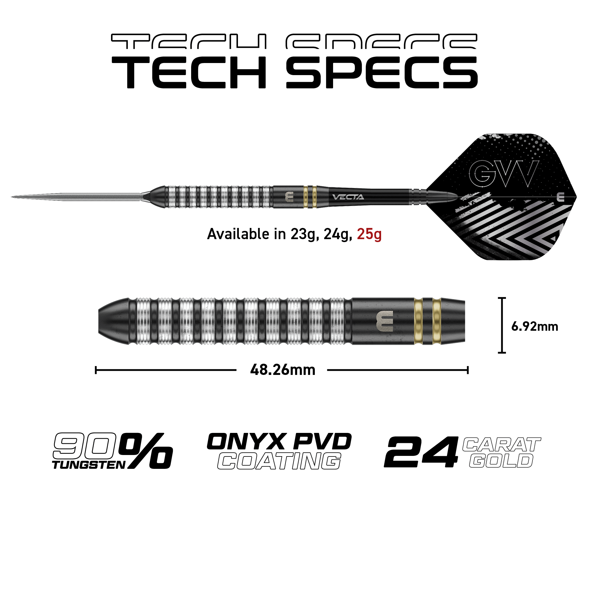Winmau GVV TS Switch Point Steeldarts Maße 25g